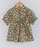 Hugsntugs Cotton Woven Half Sleeves Watermelon Printed Shirt Style Top - Green