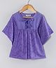 Hugsntugs Cotton Woven Half Cape Sleeves Schiffli Embroidered Top - Purple
