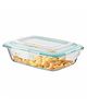 SIGNORA WARE Lock 'N' Store Borosilicate Glass Rectangle Container | Microwave Safe | Convenient Storage | Elegant Design | Air Tight Lid | Useful For Tiffin And Lunch Box ( 1040Ml | Clear )
