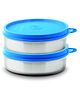 SignoraWare Executive Stainless Steel Storage Container | Airtight & Leakproof | Dishwasher safe | Non Toxic | Leftover Storage | Great For Office, Home & Picnics (350ml x 2 | Set of 2 | Blue)