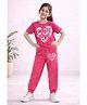 Trampoline Cotton Blend Knit Half Sleeves Choose Love Text Printed Tee & Track Pants Set - Pink
