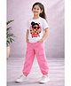 Trampoline Cotton Blend Knit Half Sleeves Queen Vibes Only Text Printed Tee & Joggers Set - White & Pink