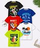 Trampoline Cotton Blend Knit Pack Of 5 Half Sleeves Space Beach Theme & Typography Printed Tees - Multi Colour