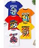 Trampoline Cotton Blend Knit Pack Of 5 Half Sleeves Sports Theme Space & Tiger Printed Tees - Multi Colour