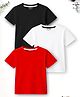 Trampoline Cotton Blend Knit Pack Of 3 Half Sleeves Solid Tees - Black White & Red