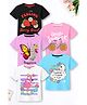 Trampoline Cotton Blend Knit Pack Of 5 Half Sleeves Unicorn Typography & Butterfly Printed Tees - Multi Colour