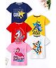 Trampoline Cotton Blend Knit Pack Of 5 Half Sleeves Unicorn & Butterfly Printed Tees - Multi Colour