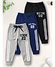 Trampoline Cotton Blend Knit Pack Of 3 Numerical & Text Printed Track Pants - Blue Black & Grey