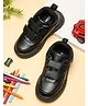 ONYC Solid Velcro Closure School Shoes - Black