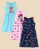 KUCHIPOO Cotton Blend Knit Pack Of 3 Disney Mickey Mouse & Friends Featuring Sleeveless Minnie Mouse & Hearts Printed Dresses - Multi Colour