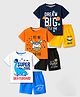 KUCHIPOO Cotton Blend Knit Pack Of 3 Half Sleeves Space Theme & Animal Printed Tee & Shorts Set - Multi Colour