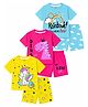 KUCHIPOO Cotton Blend Knit Pack Of 3 Half Sleeves Unicorn & Rainbow Printed Tee & Shorts Set - Multi Colour