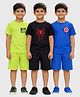 KUCHIPOO Cotton Blend Knit Pack Of 3 Marvel Avengers Featuring Spider Man & Characters Printed Tees & Shorts Set - Multi Colour