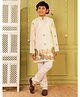AJ Dezines Schiffili Woven Full Sleeves Animals Birds & Floral Printed Kurta & Pyjama Set - Yellow