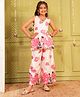 AJ Dezines Cotton Blend Woven Sleeveless Floral Embroidered & Printed Kurti & Palazzo Set - Pink