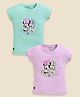 Biskid Sinker Knit Pack Of 2 Disney Mickey & Friends Featuring  Half Sleeves Character Printed Tops  - Purple & Light Green