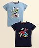 Biskid Sinker Knit Pack Of 2 Marvel & Disney Mickey Mouse & Friends Featuring Half Sleeves Character Printed Tees - Sky & Navy Blue