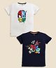 Biskid Sinker Knit Pack Of 2  Marvel Featuring Half Sleeves  Characters Printed Tees - White & Navy Blue