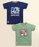 Biskid Sinker Knit Pack Of 2 Half Sleeves Speed Text & Skater Printed Tees - Blue & Pista Green
