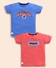 Biskid Sinker Knit Pack Of 2 Marvel Featuring Half Sleeves Captain America & Spider Man Text Printed Tees - Blue & Red