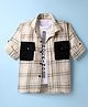 Rikidoos Cotton Woven Full Sleeves Checks Shirt With Printed Inner Tee - Beige & White
