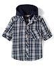 Rikidoos Cotton Woven Full Sleeves Hooded Checks Shirt - Blue