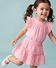 Babyhug Cotton Woven Frill Sleeves Schiffili Top & Skirt Set - Pink