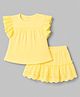 Babyhug Cotton Woven Sleeveless Solid Textured Top & Skirt Set - Yellow