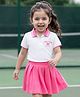 Babyhug Single Jersey Knit Half Sleeves Top & Skirt Set with Butterfly Print - White & Pink