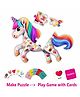 UnikPlay Shape Jigsaw Puzzle | Unicorn Theme | 16 Large Pieces & 10 Double-Sided Game Cards | Montessori Educational Toy for Toddlers & Kids 3-6 Years | Play Finding & Matching Game| Birthday Gift