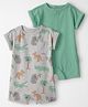 little planet by carter's Cotton Linen Knit Half Sleeves Rompers with Jungle Theme Print Pack of 2 (Color May Vary)