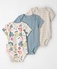 little planet by carter's Organic Cotton Woven Half Sleeves Striped Onesies with Ship Print Pack of 3 (Color May Vary)