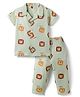 Evimo Single Jersey Knit Half Sleeves Co-ords Shirt & Pajama Night Suit with Lion Print - Green
