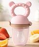 Aerex Baby Fruit Feeder Nibbler for Infants 6+ Months | Silicone Food Feeder Pacifier with Bear Ear Handle | BPA Free Fresh Fruit Teether Soother | Safe Self Feeding for Babies (Pink)