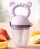 AEREX Baby Fruit Feeder Nibbler for Infants 6+ Months | Silicone Food Feeder Pacifier with Bear Ear Handle | BPA Free Fresh Fruit Teether Soother | Safe Self Feeding for Babies (Purple)