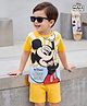 Babyhug Disney Single Jersey Knit Half Sleeves T-Shirt & Shorts Set With Mickey Mouse Graphics - Yellow
