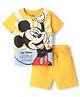 Babyhug Disney Single Jersey Knit Half Sleeves T-Shirt & Shorts Set With Mickey Mouse Graphics - Yellow