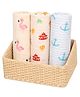 GRASPING FINGERS Soft Breathable 110x100 Cm 100% Muslin Cotton Baby Multipurpose Swaddle Set of 3
