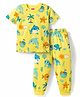 Babyhug Cotton Knit Half Sleeves Sea Life Printed Co-Ords T-Shirt & Pyjama Night Suit - Yellow