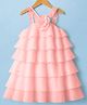 Hola Bonita Woven Sleeveless Fit and Flare Party Dress With Floral Applique - Pink