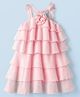 Hola Bonita Woven Sleeveless Fit and Flare Party Dress With Floral Applique - Pink
