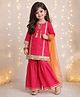 The Magic Wand Cotton Woven  Three Fourth Sleeves Tassels Detailed Lace Embellished  Kurti & Sharara Set With Dupatta - Fuchsia