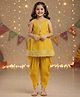 The Magic Wand Cotton Sleeveless Lace Embellished Kurta & Dhoti Set - Mustard