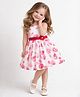 The Magic Wand Woven Sleeveless Floral Applique Detailed Rose Printed Dress - White