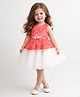 The Magic Wand Woven Sleeveless Zig Zag Lace Embellished Dress - Red
