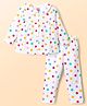 Babyhug Cotton Knit Full Sleeves Polka Dots Printed Co-Ords Top & Pyjama Night Suit - White