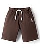 Spark Cotton Knit Above Knee Length Solid Color Shorts - Brown