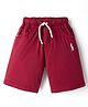 Spark Cotton Knit Above Knee Length Solid Color Shorts - Dark Red