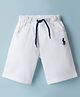 Spark Cotton Knit Above Knee Length Solid Color Shorts - White