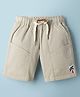 Spark Cotton Knit Above Knee Length Cut & Sew Shorts with Patch - Tan
